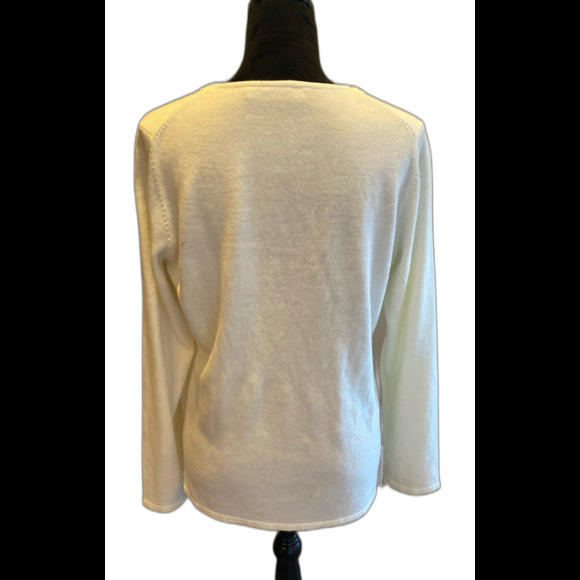 Croft & Barrow Cardigan Sweater Sz Large Attached Jacket Cream Embroidered Edge - Picture 7 of 12